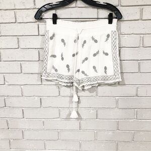 J.Crew Women's White Gauzy‎ Pull On Pineapple Print Shorts